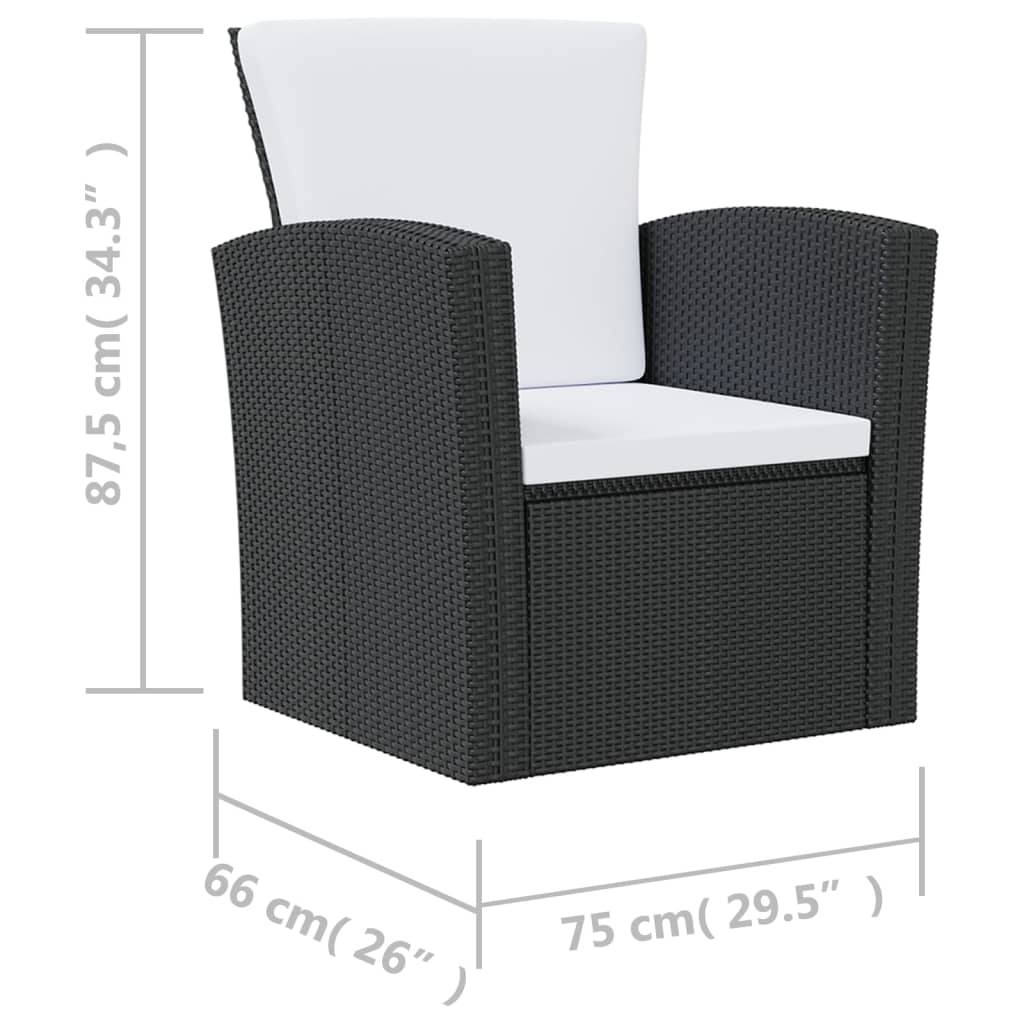 8-Delige Loungeset Met Kussens Poly Rattan Zwart