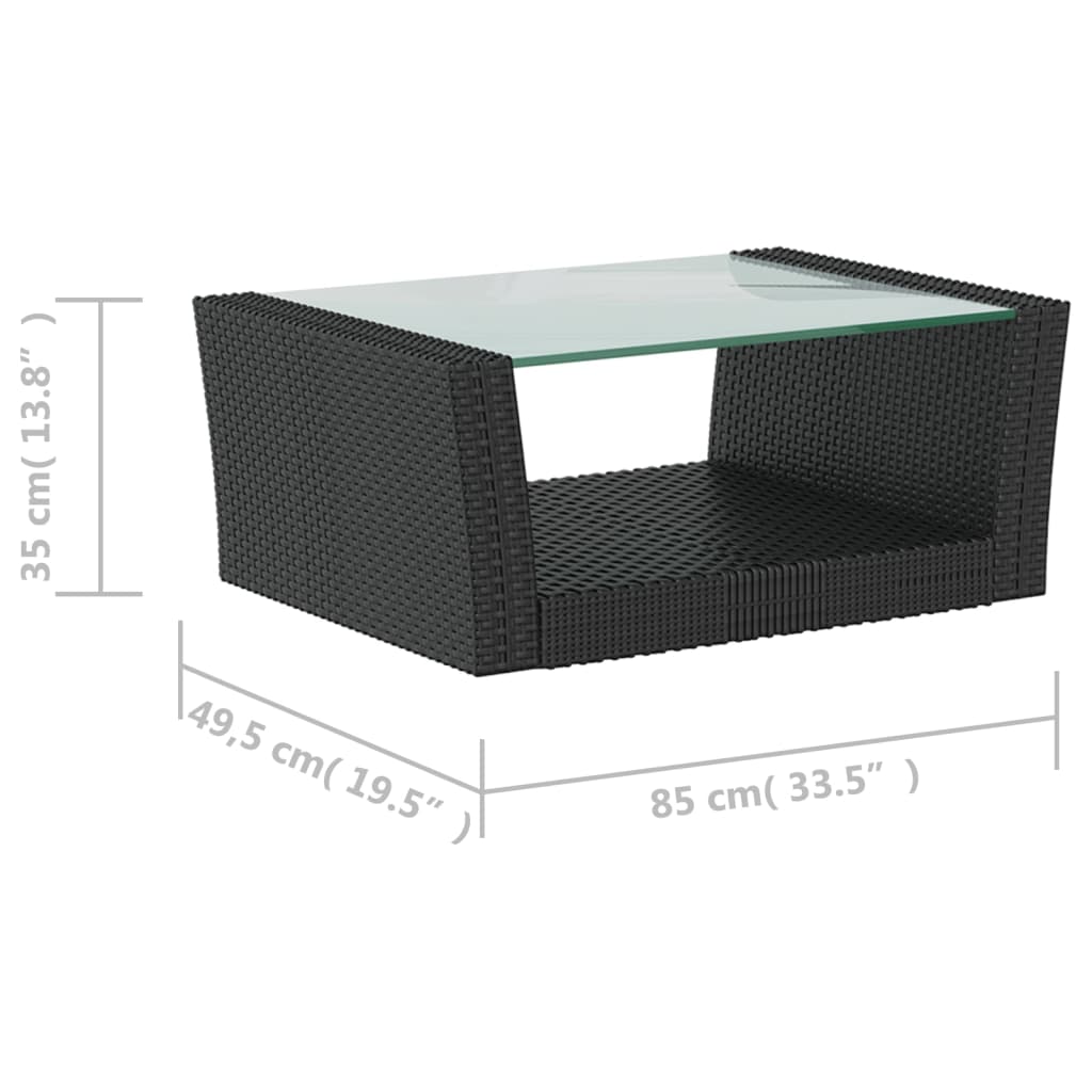 8-Delige Loungeset Met Kussens Poly Rattan Zwart