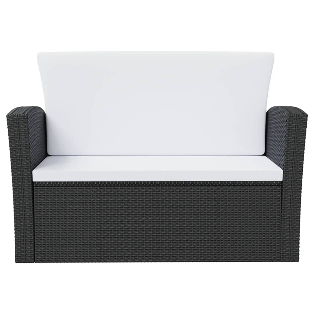 16-Delige Loungeset Met Kussens Poly Rattan Zwart
