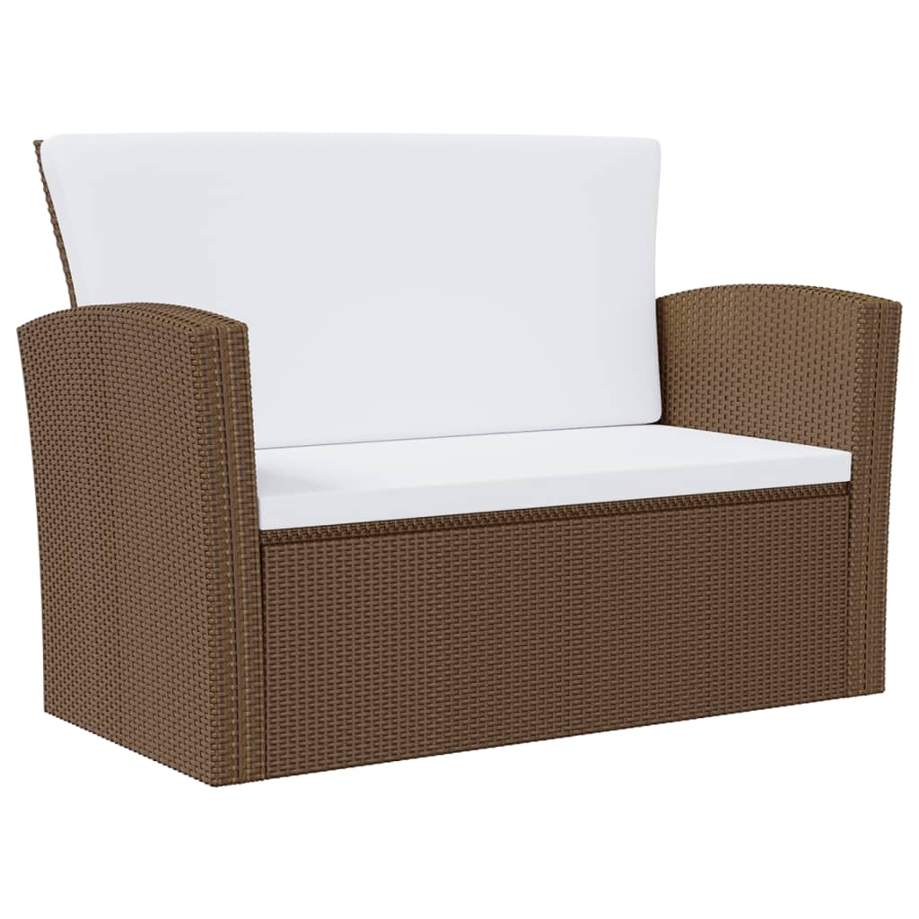 16-Delige Loungeset Met Kussens Poly Rattan Bruin