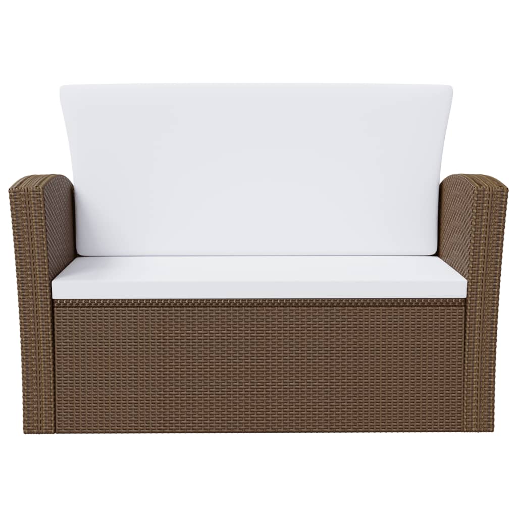 16-Delige Loungeset Met Kussens Poly Rattan Bruin