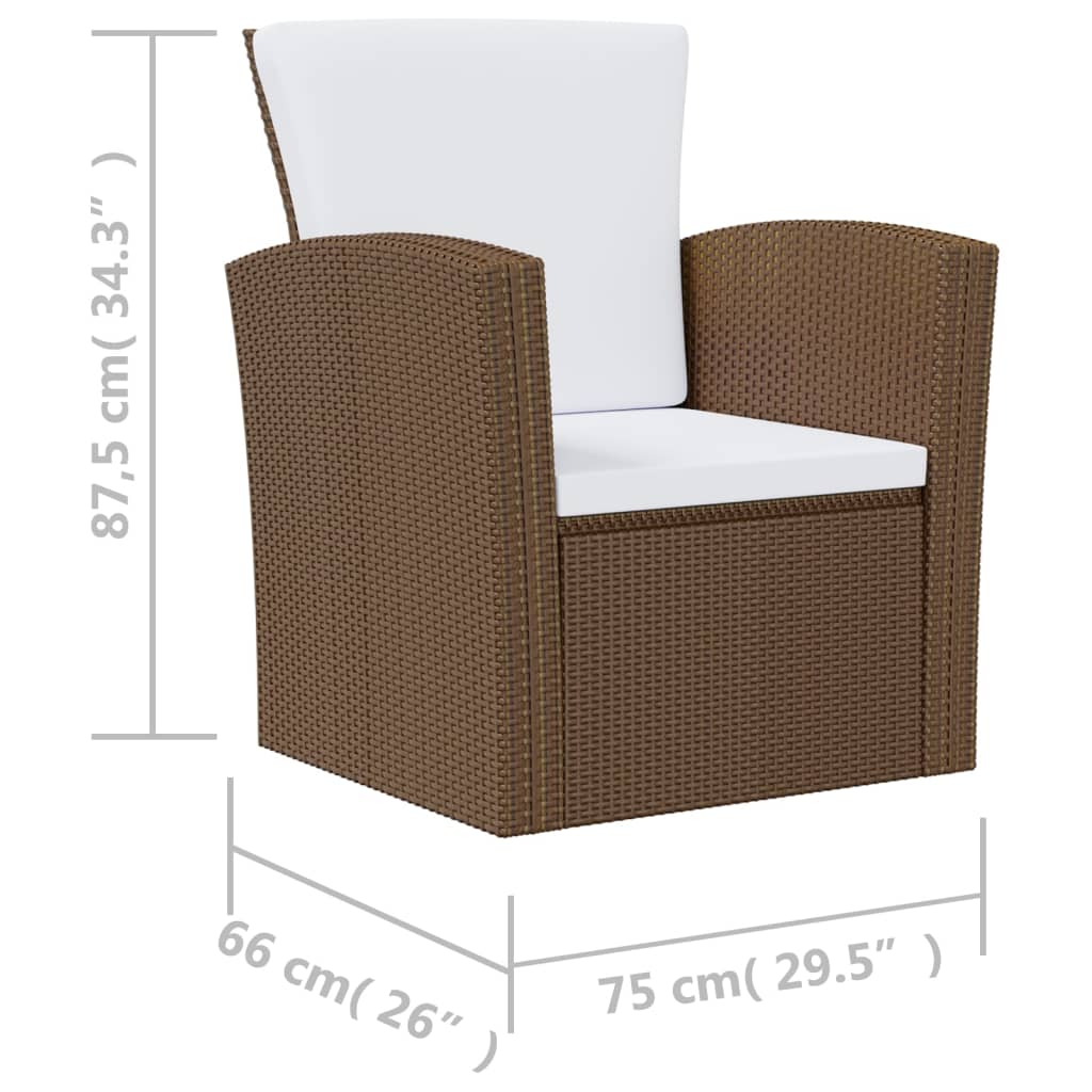 16-Delige Loungeset Met Kussens Poly Rattan Bruin