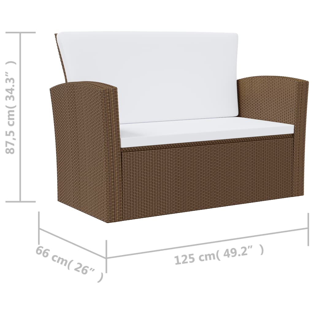 16-Delige Loungeset Met Kussens Poly Rattan Bruin