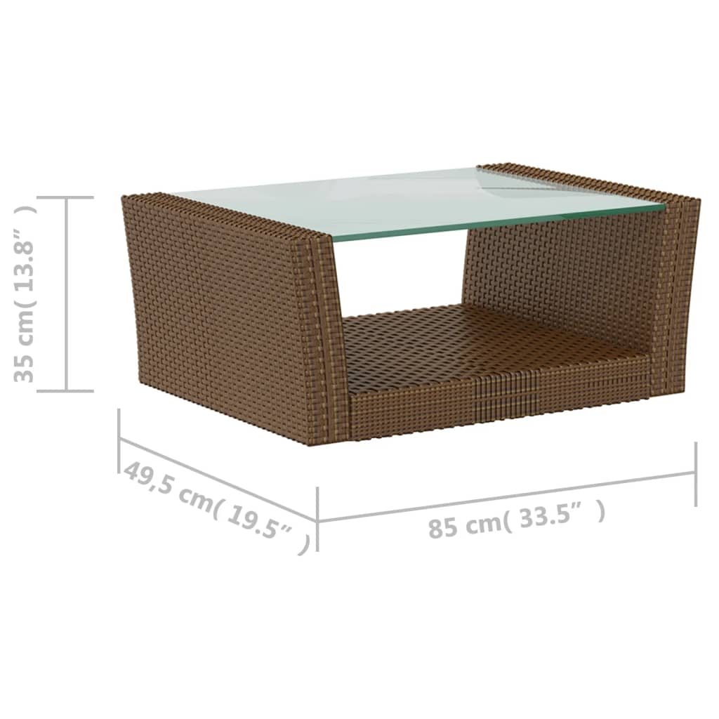 16-Delige Loungeset Met Kussens Poly Rattan Bruin