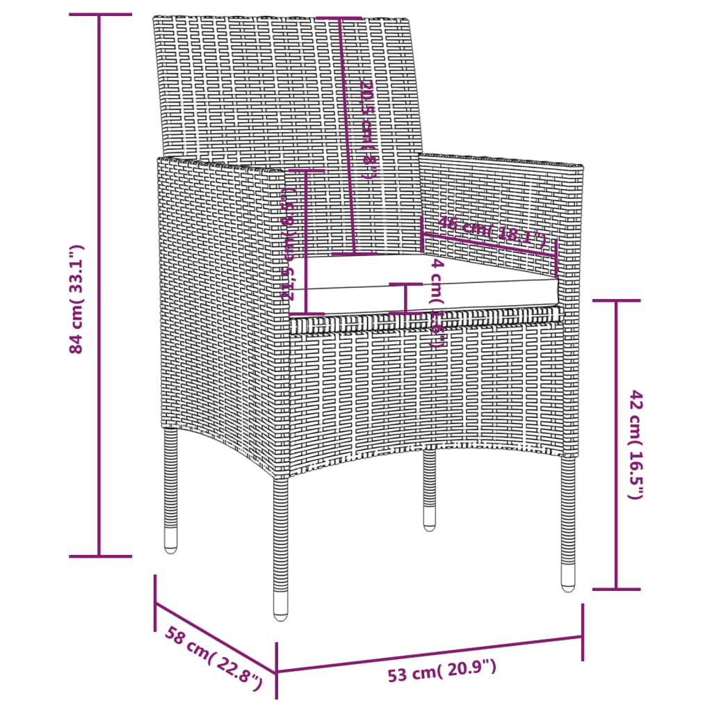 8-Delige Loungeset Met Kussens Poly Rattan Grijs