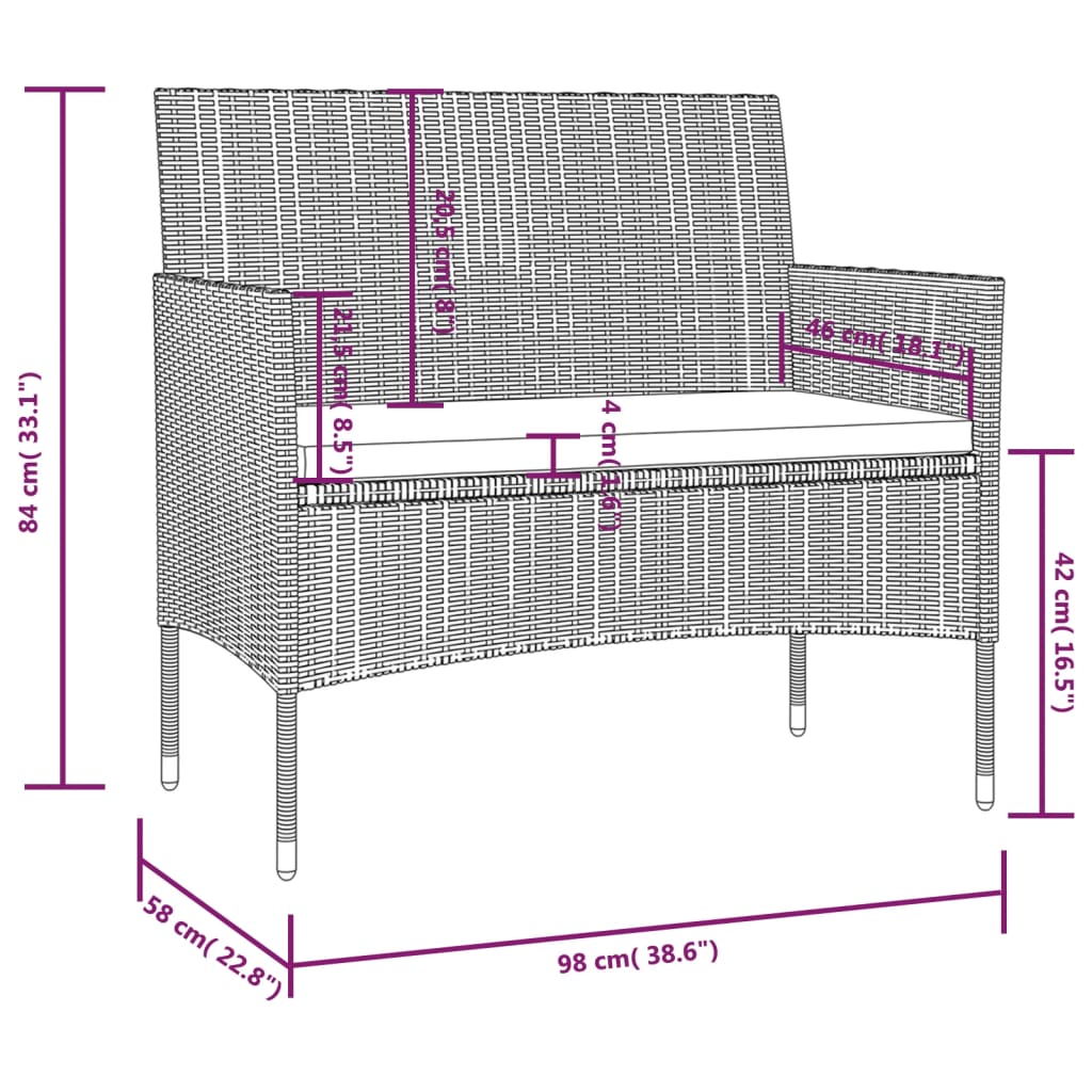 8-Delige Loungeset Met Kussens Poly Rattan Grijs