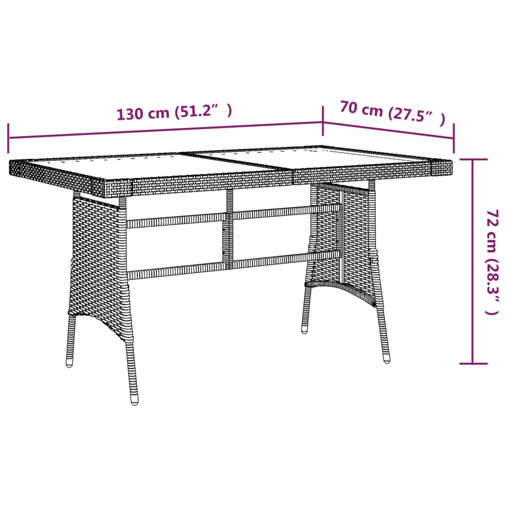 Tuintafel 130X70X72 Cm Poly Rattan En Massief Acaciahout Zwart