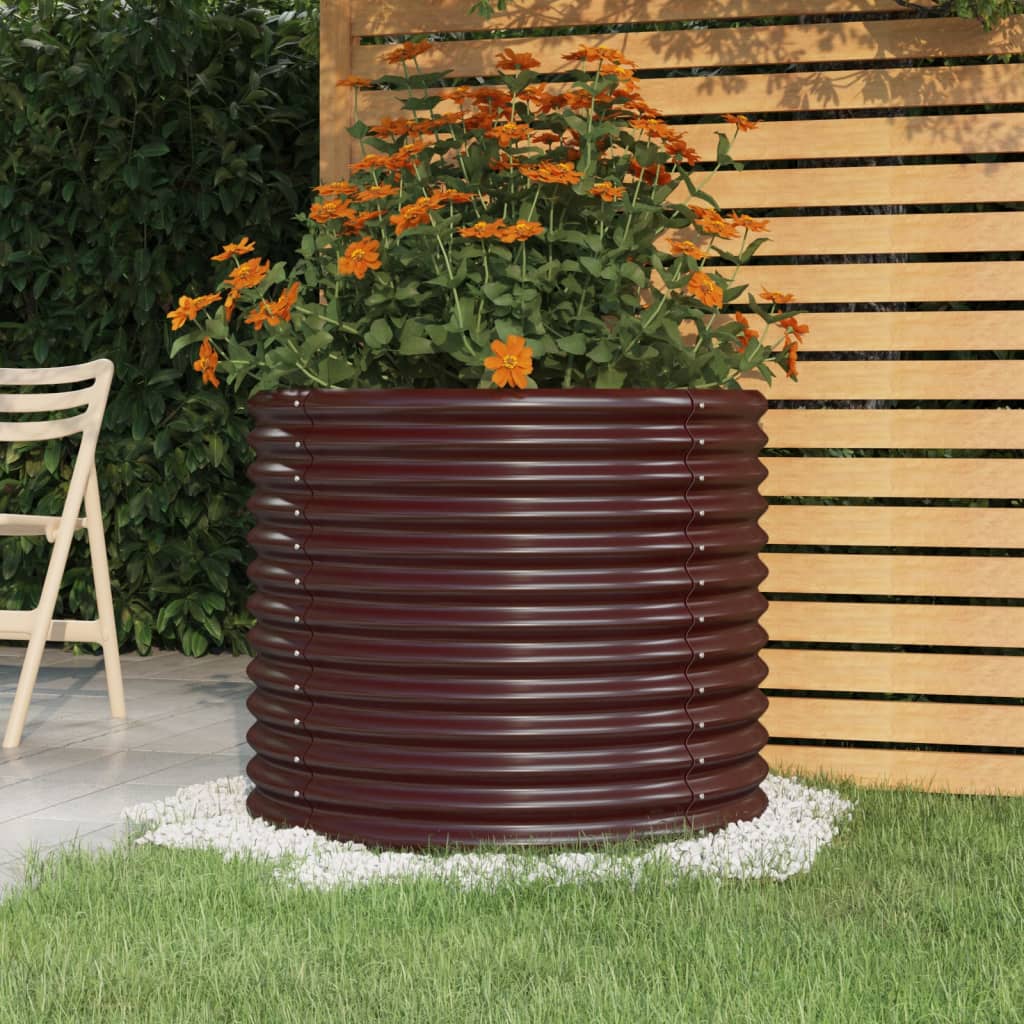 Plantenbak 80X80X68 Cm Gepoedercoat Staal Bruin