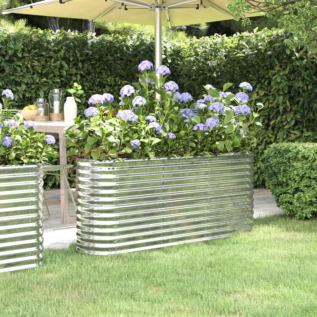 Plantenbak 152X40X68 Cm Gepoedercoat Staal Zilverkleurig