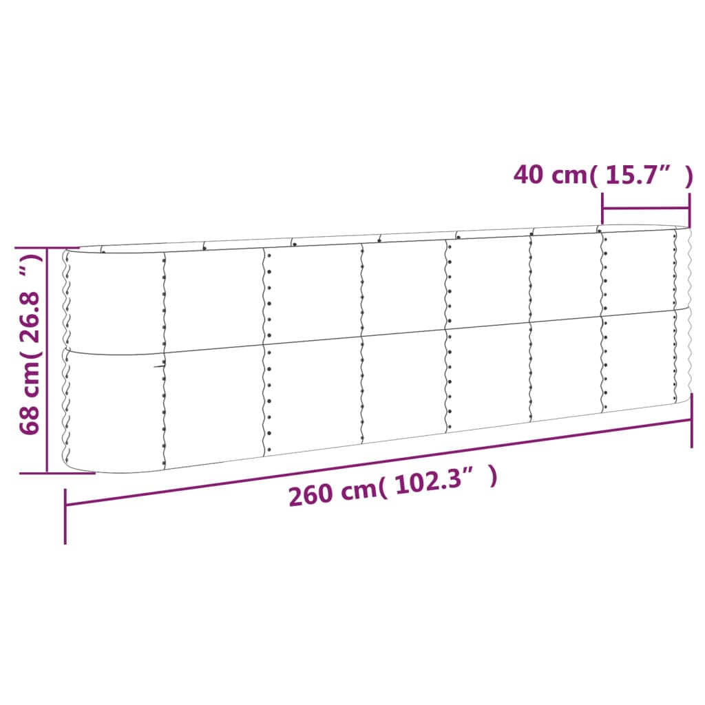 Plantenbak 260X40X68 Cm Gepoedercoat Staal Antracietkleurig