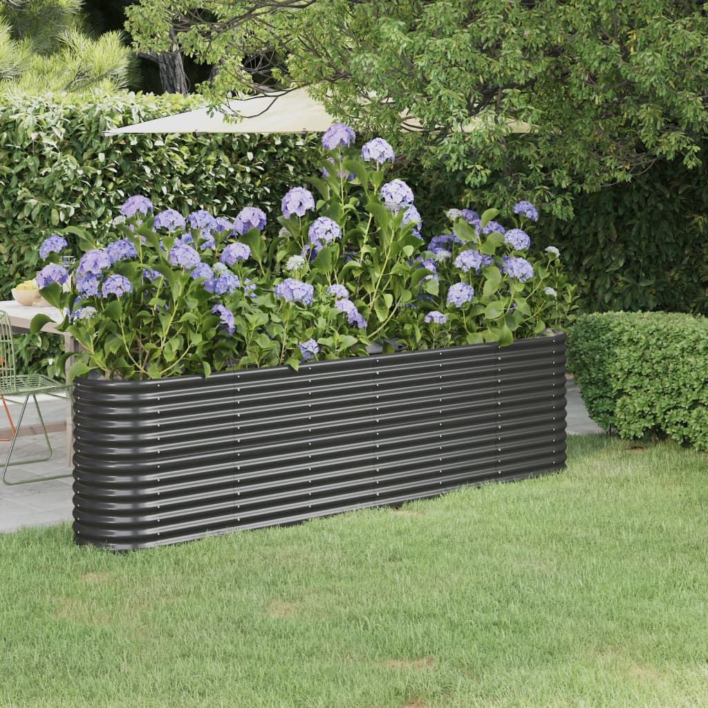 Plantenbak 260X40X68 Cm Gepoedercoat Staal Antracietkleurig