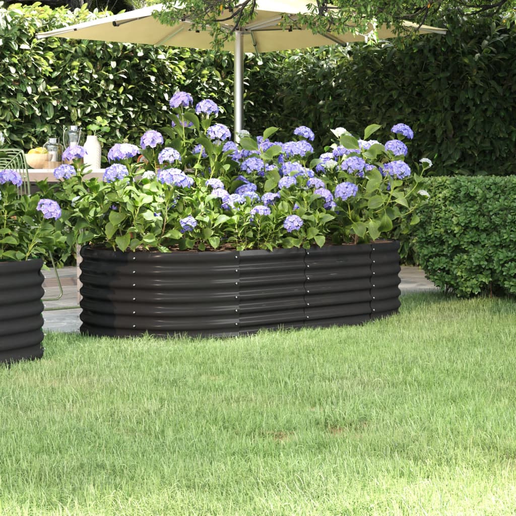 Plantenbak 152X80X36 Cm Gepoedercoat Staal Antracietkleurig