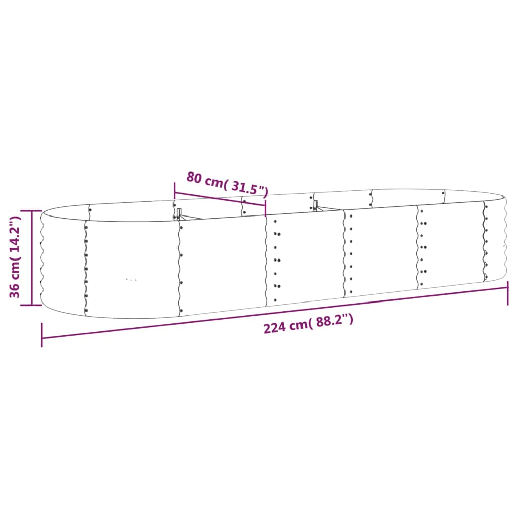 Pflanzgefäß 224x80x36 cm Pulverbeschichteter Stahl, Anthrazit