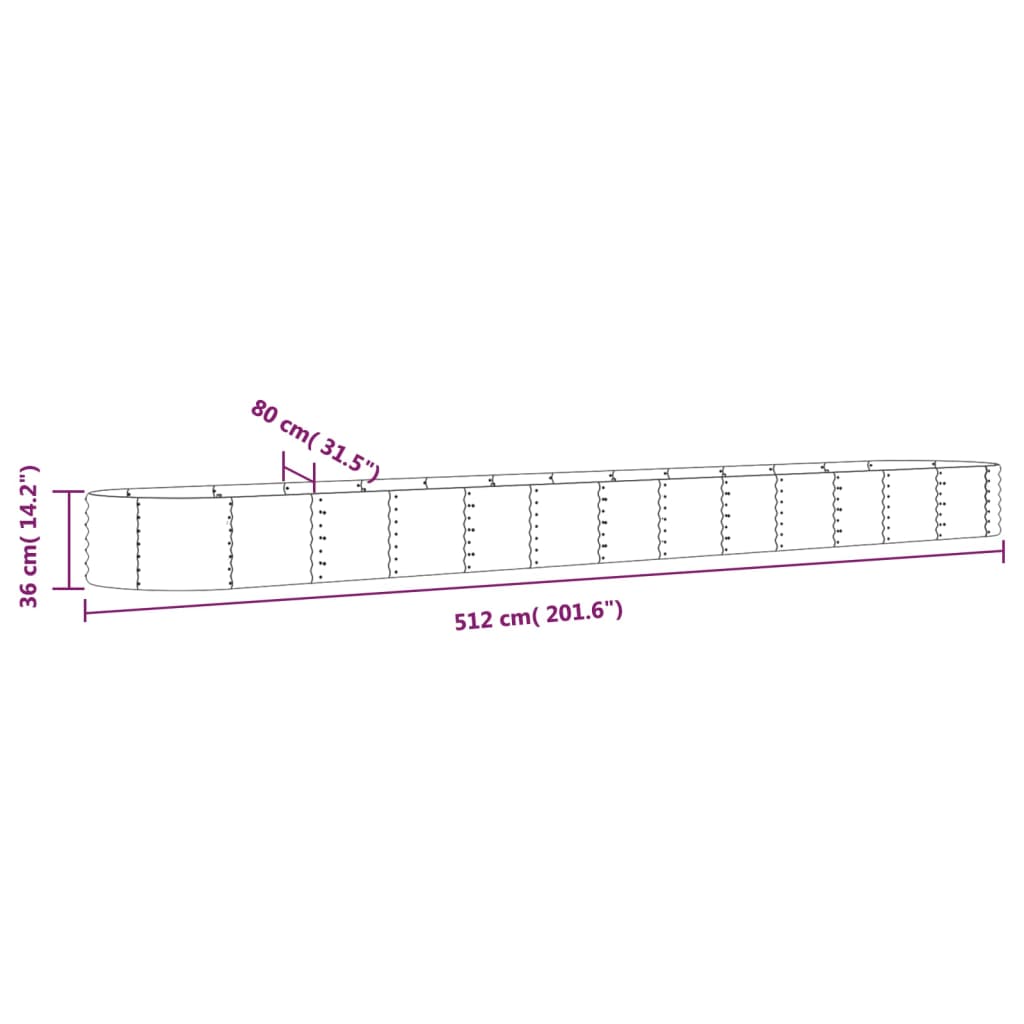 Plantenbak 512X80X36 Cm Gepoedercoat Staal Antracietkleurig