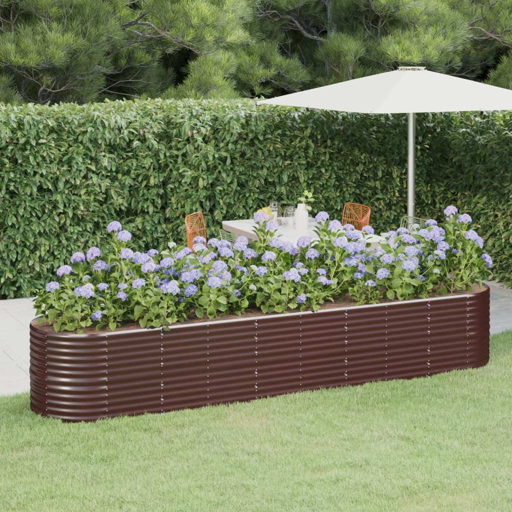 Plantenbak 368X80X68 Cm Gepoedercoat Staal Bruin