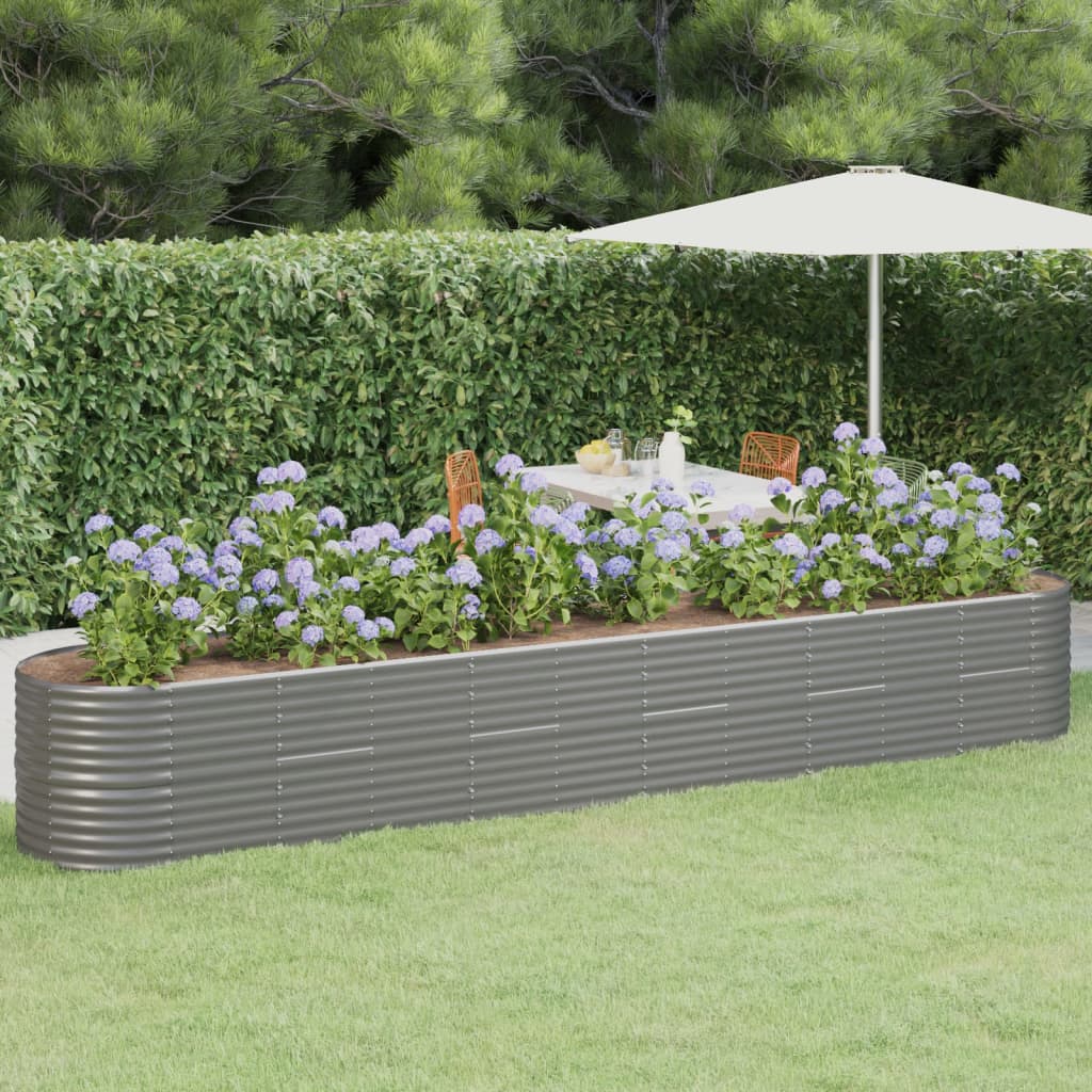 Plantenbak 440X80X68 Cm Gepoedercoat Staal Grijs