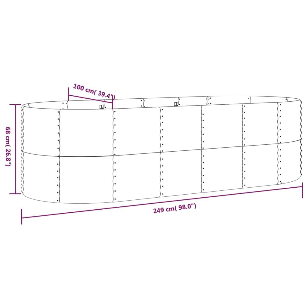 Plantenbak 249X100X68 Cm Gepoedercoat Staal Antracietkleurig