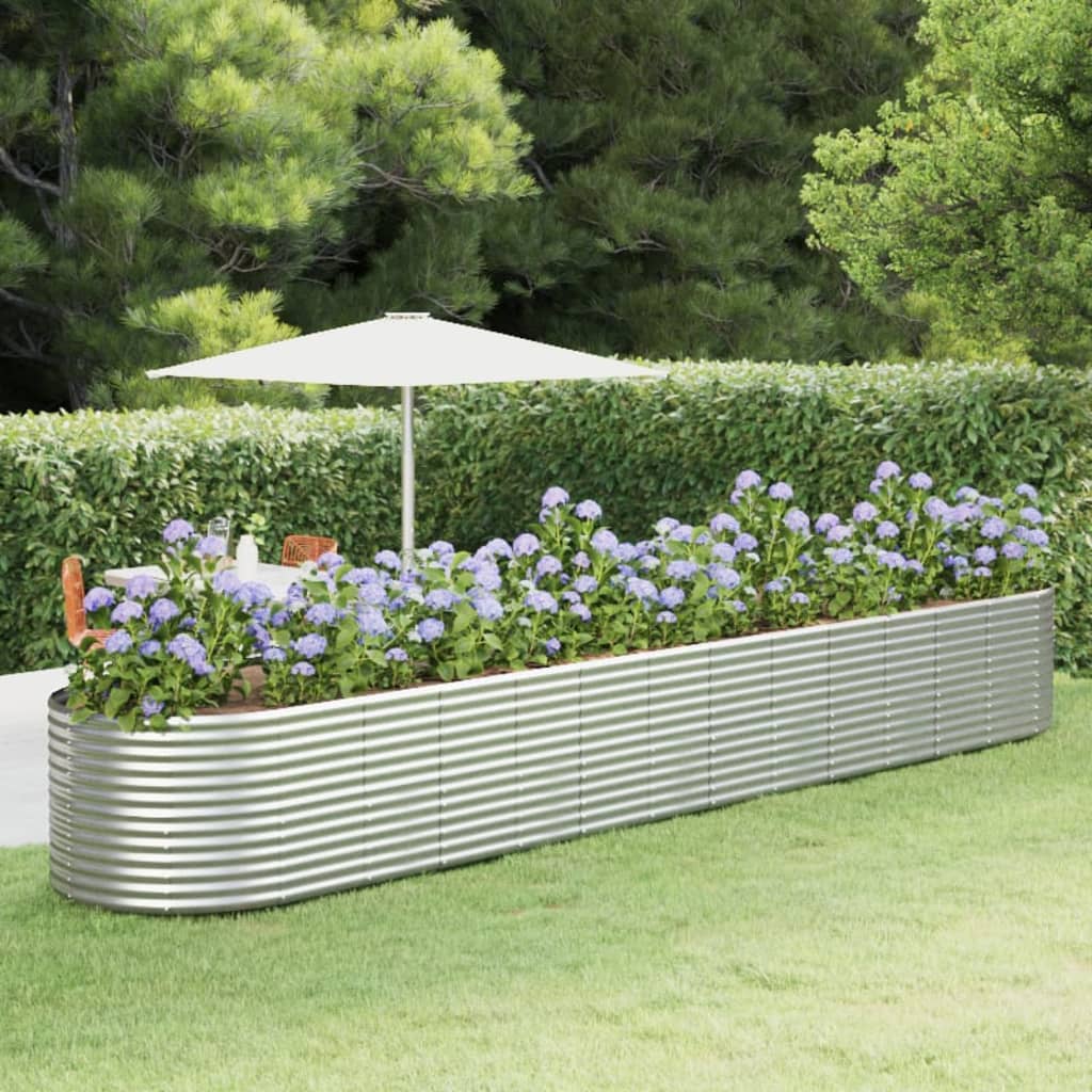 Plantenbak 554X100X68 Cm Gepoedercoat Staal Zilverkleurig