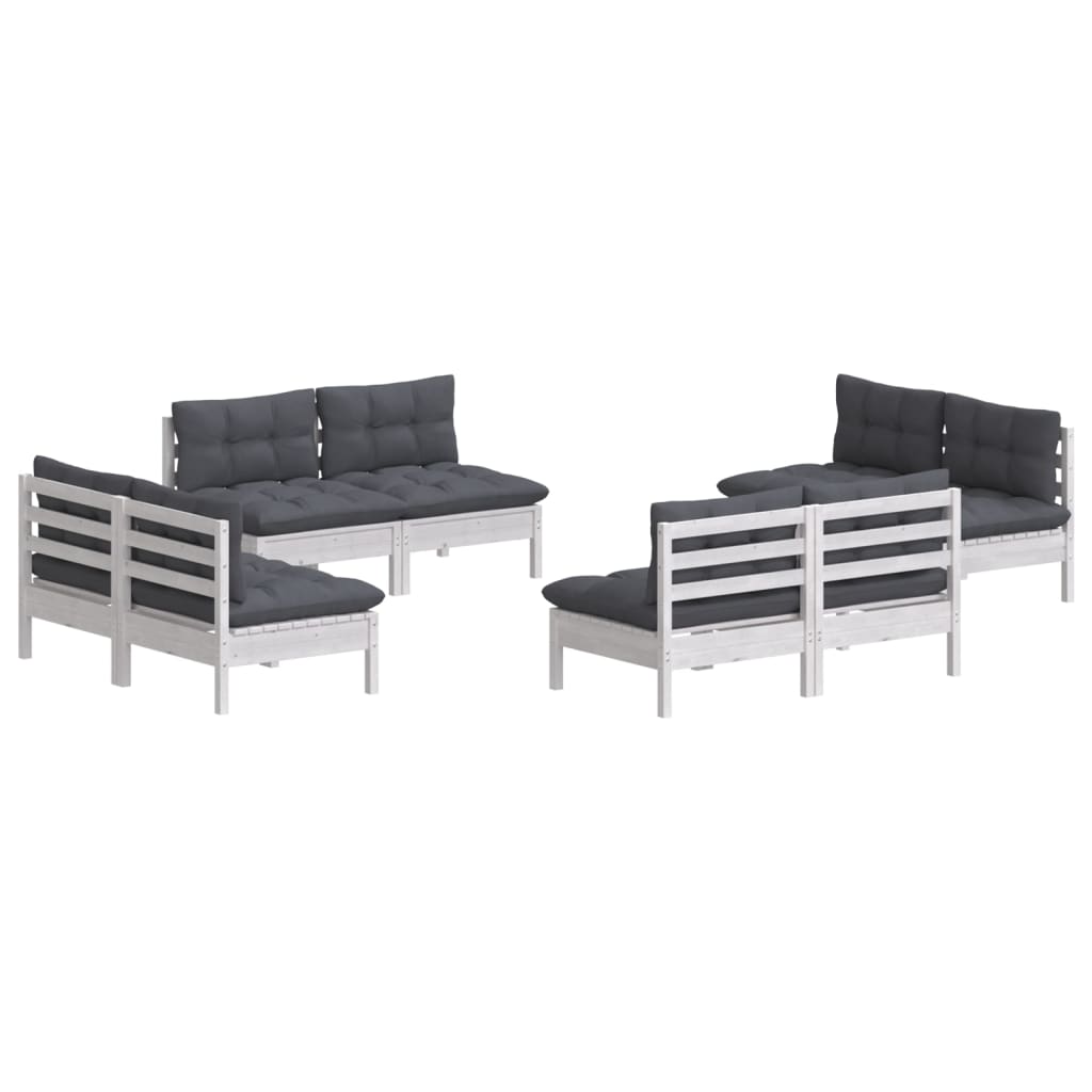 8-Delige Loungeset Met Antracietkleurige Kussens Grenenhout