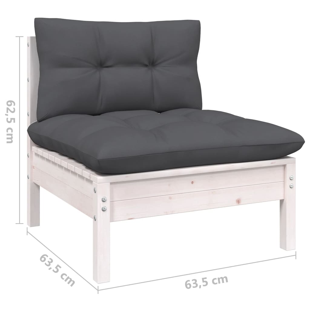 8-Delige Loungeset Met Antracietkleurige Kussens Grenenhout