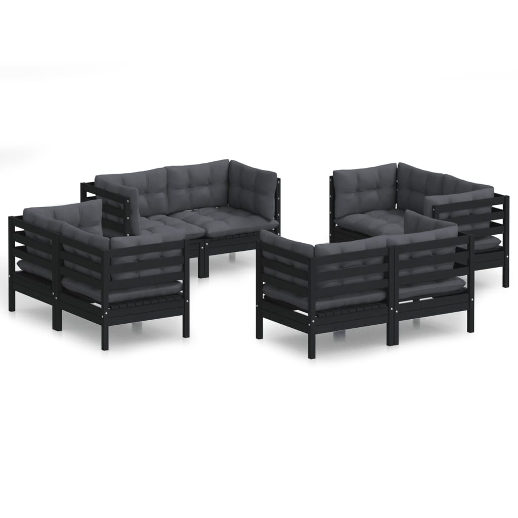 8-Delige Loungeset Met Antracietkleurige Kussens Grenenhout