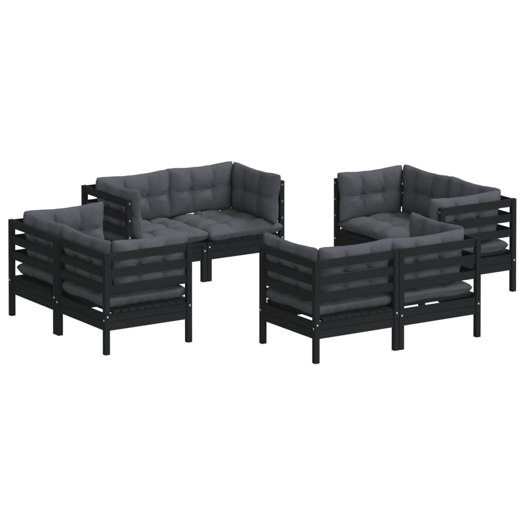 8-Delige Loungeset Met Antracietkleurige Kussens Grenenhout