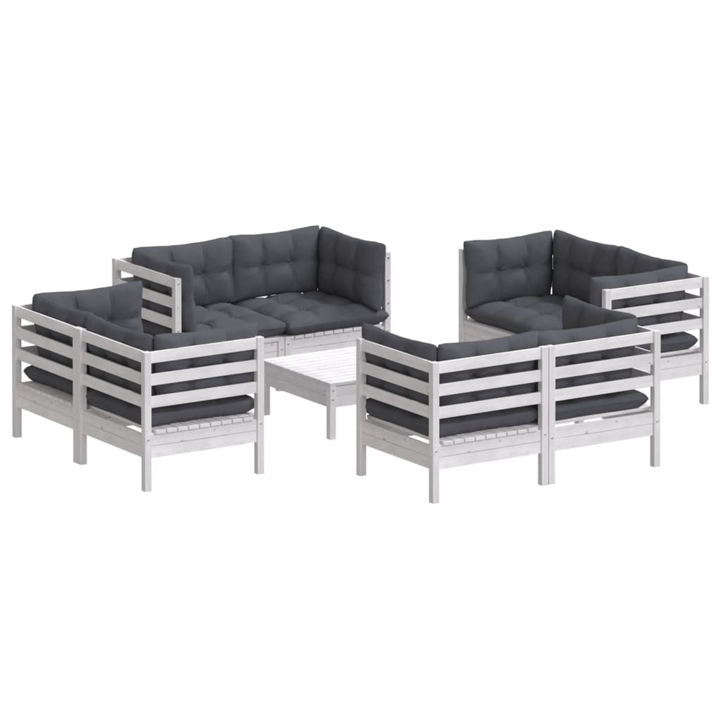 9-Delige Loungeset Met Antracietkleurige Kussens Grenenhout