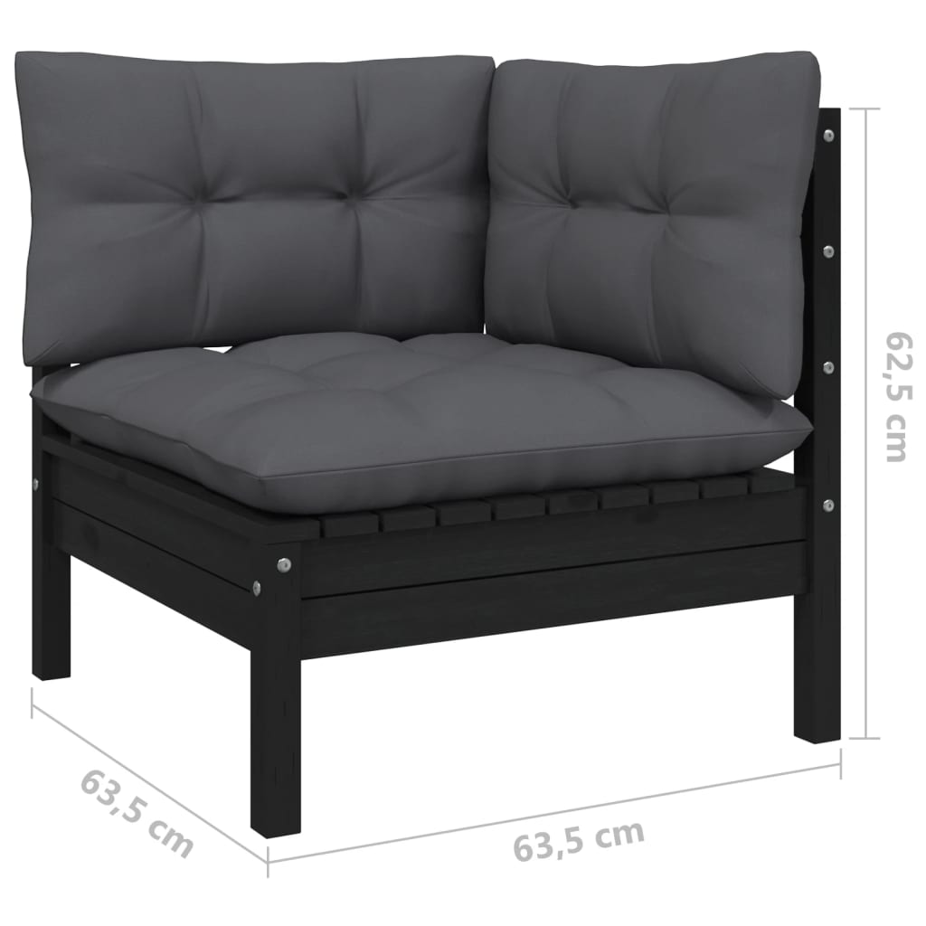 9-teiliges Lounge-Set mit anthrazitfarbenen Kissen aus Kiefernholz