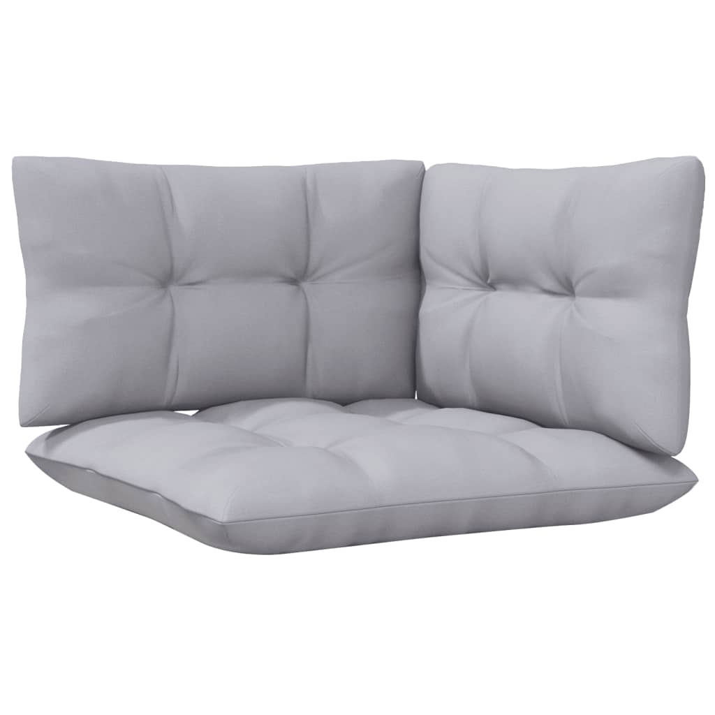 4-Delige Loungeset Met Grijze Kussens Grenenhout