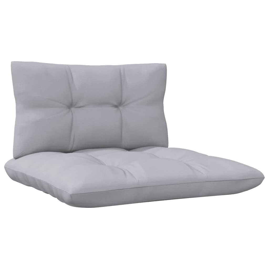 4-Delige Loungeset Met Grijze Kussens Grenenhout