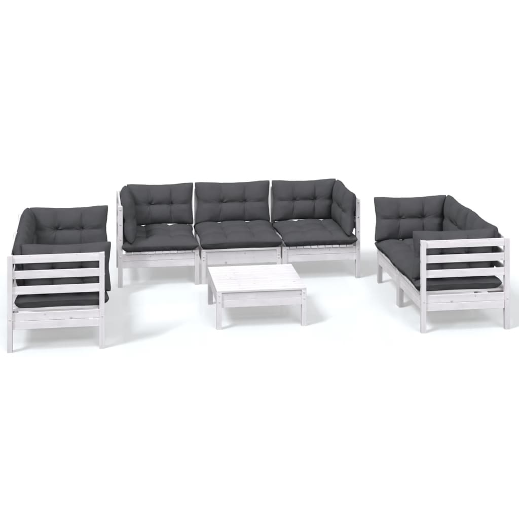 8-Delige Loungeset Met Kussens Massief Grenenhout