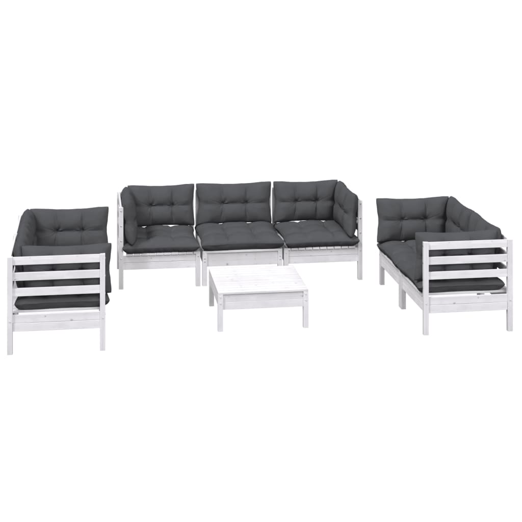 8-Delige Loungeset Met Kussens Massief Grenenhout