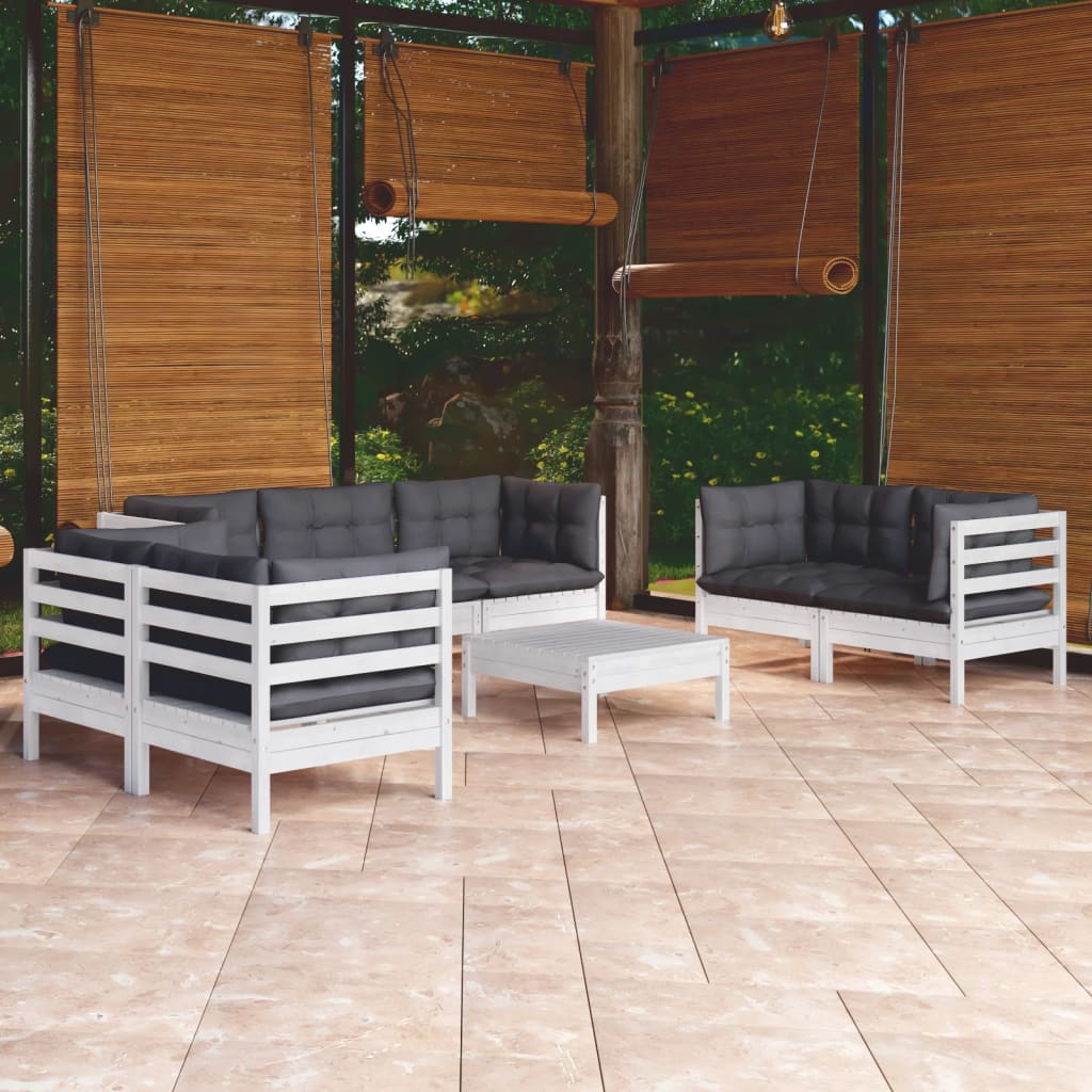 8-Delige Loungeset Met Kussens Massief Grenenhout