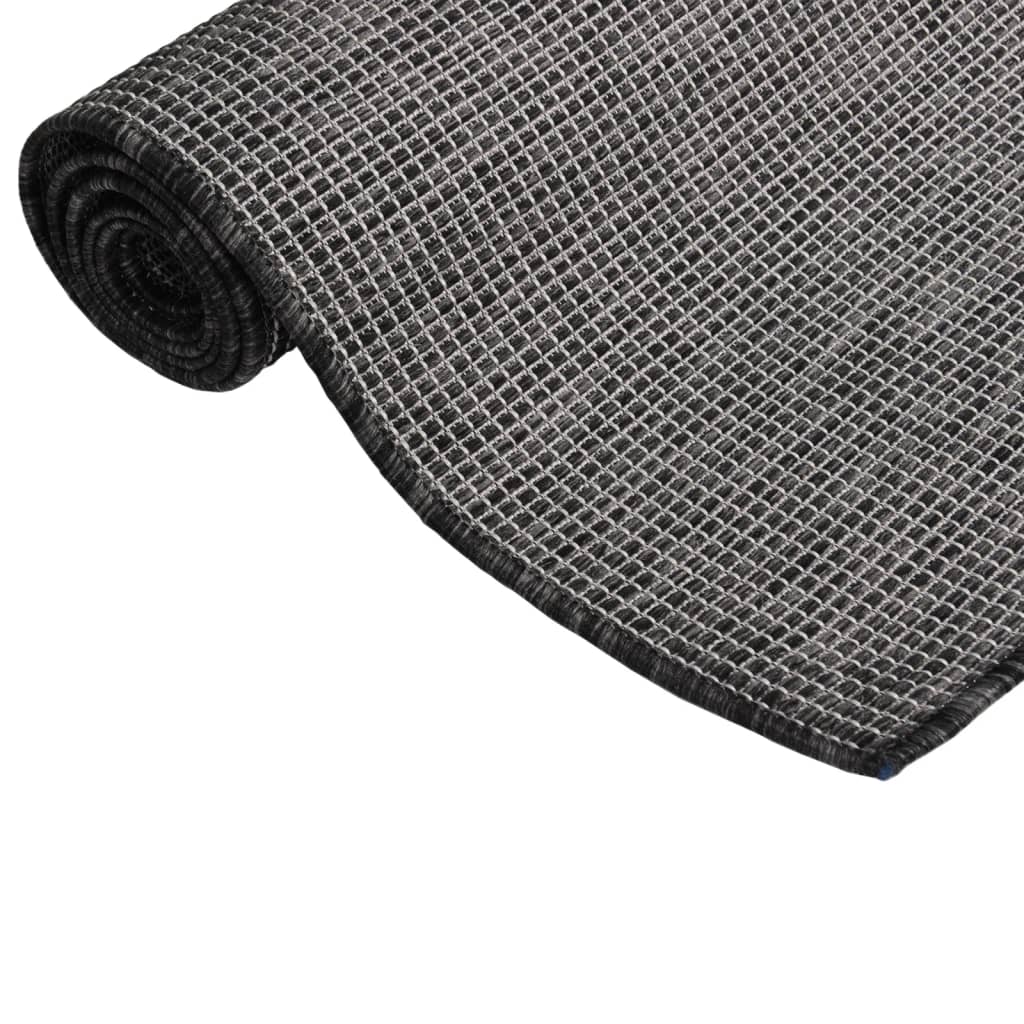 Outdoor-Teppich flach gewebt 160 x 230 cm grau
