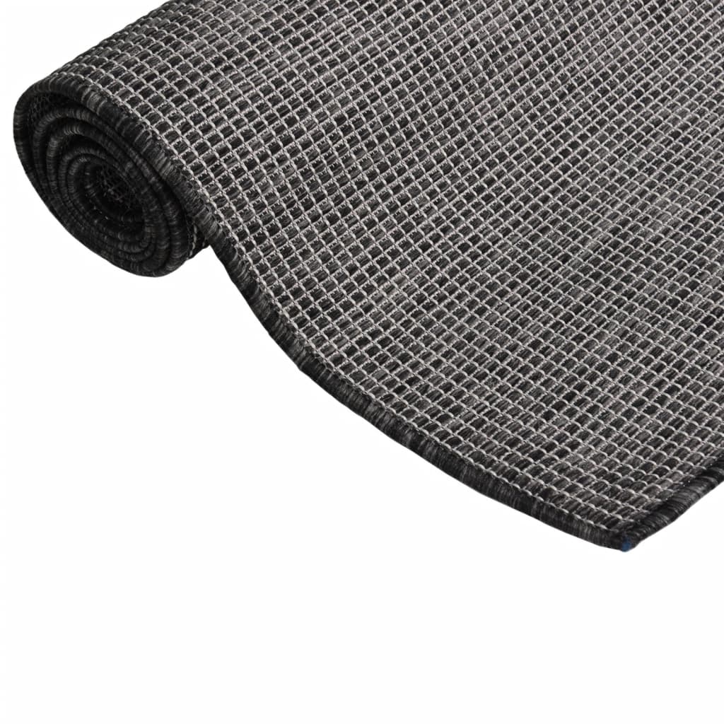 Outdoor-Teppich flach gewebt 200 x 280 cm grau