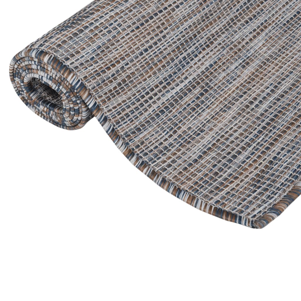 Outdoor-Teppich flach gewebt, 160 x 230 cm, Braun und Schwarz