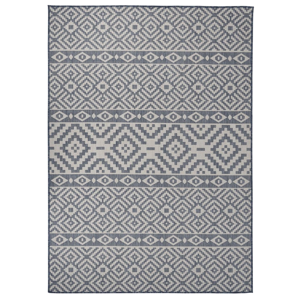 Outdoor-Teppich mit Muster flach gewebt 120x170 cm blau