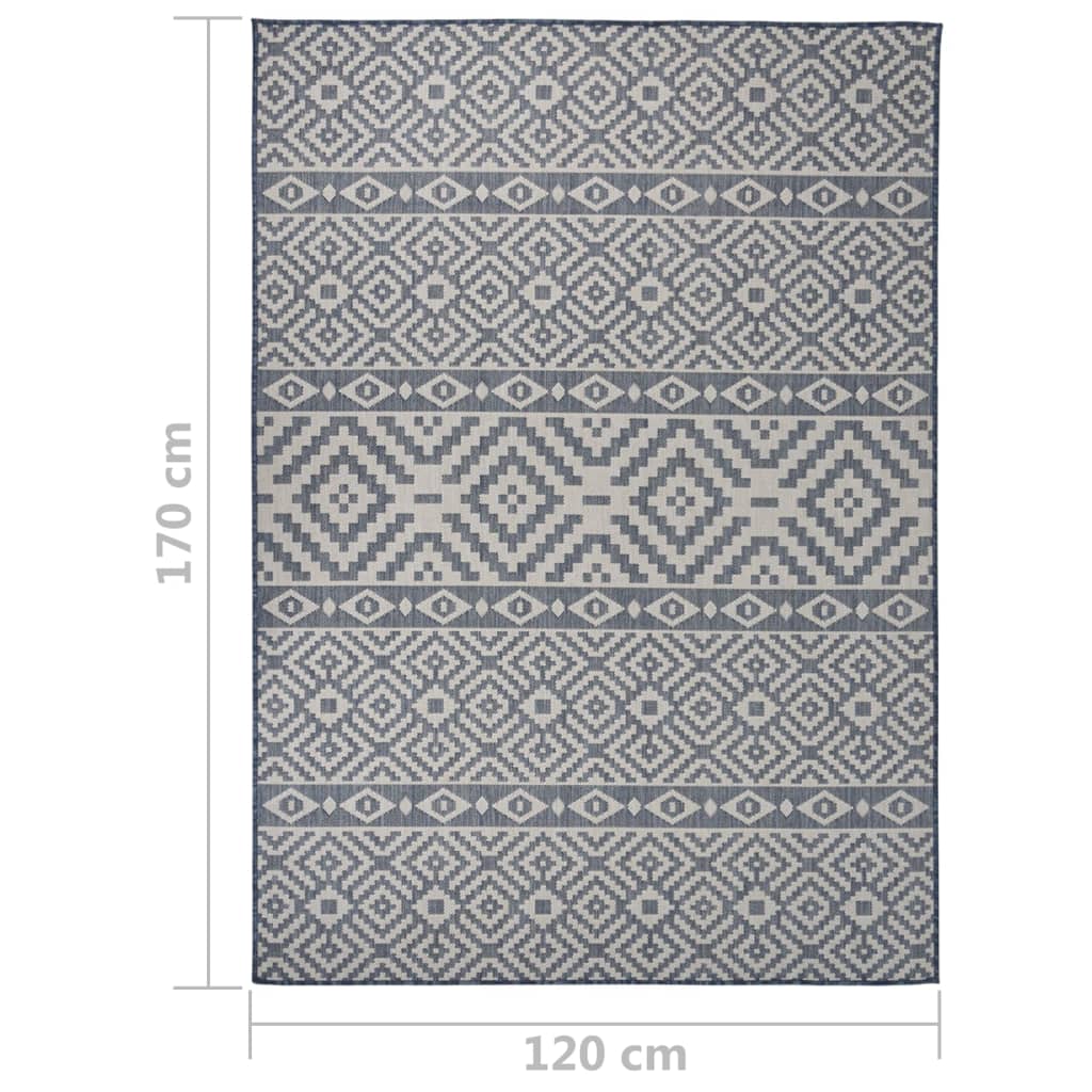 Outdoor-Teppich mit Muster flach gewebt 120x170 cm blau