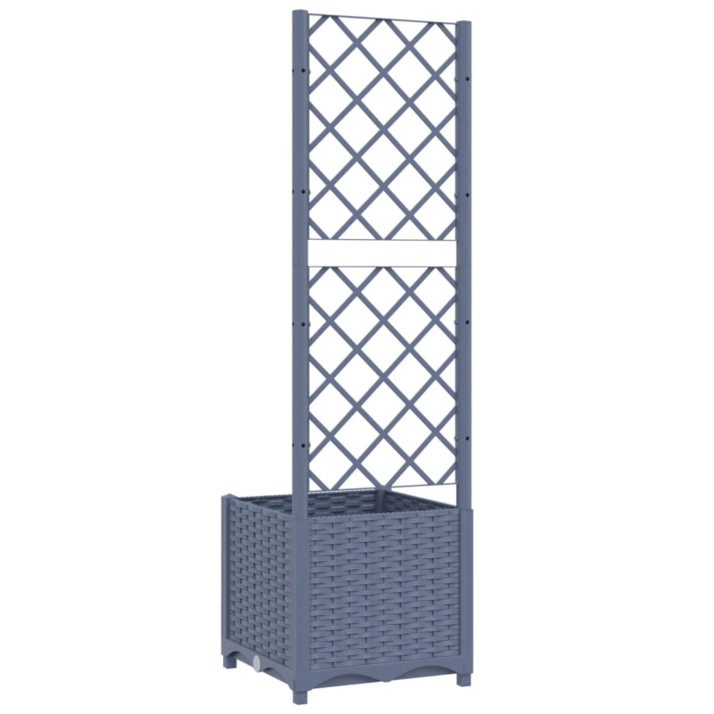 Plantenbak Met Latwerk 40X40X136 Cm Polypropeen Donkergrijs