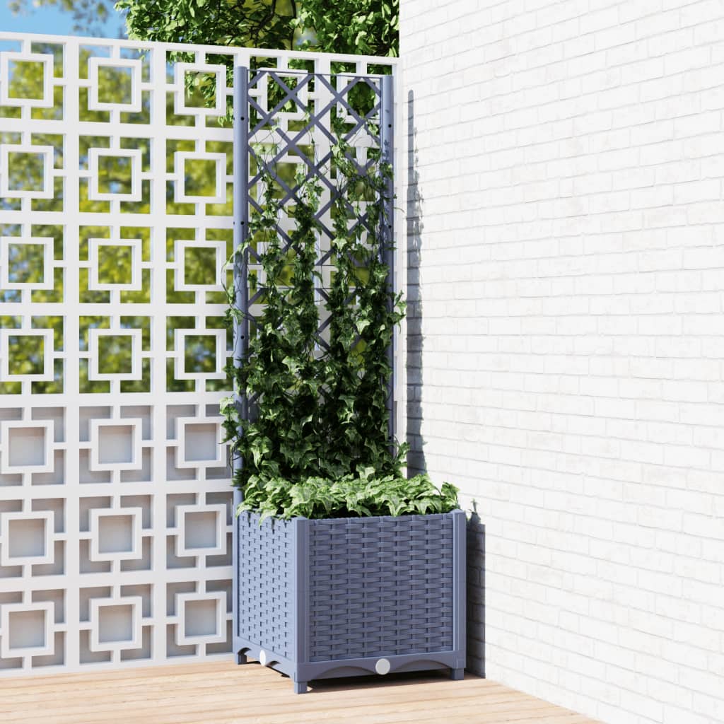 Plantenbak Met Latwerk 40X40X136 Cm Polypropeen Donkergrijs