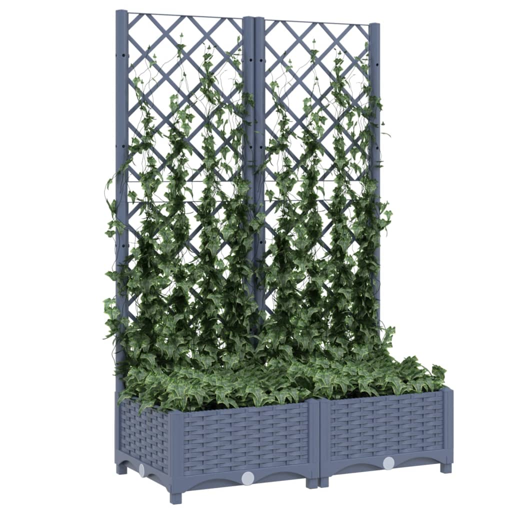 Plantenbak Met Latwerk 80X40X121,5 Cm Polypropeen Donkergrijs