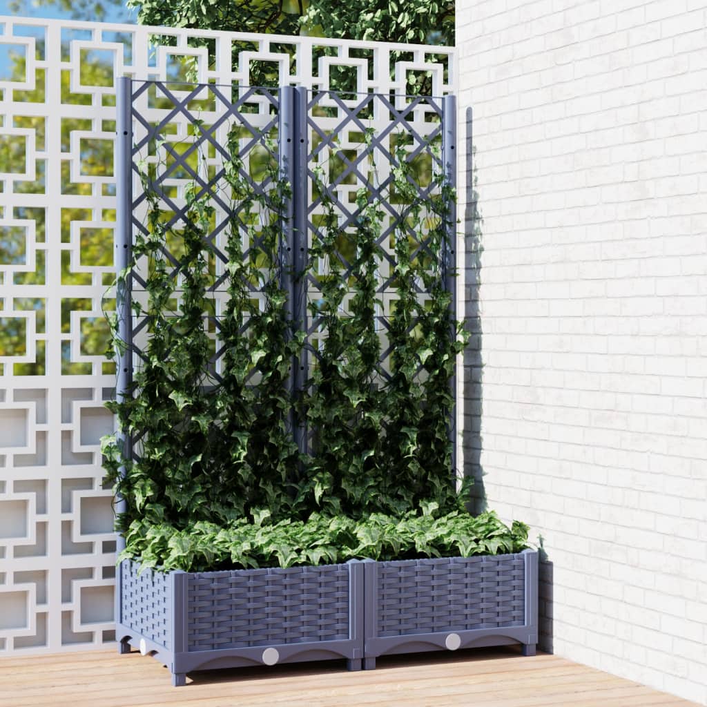 Plantenbak Met Latwerk 80X40X121,5 Cm Polypropeen Donkergrijs