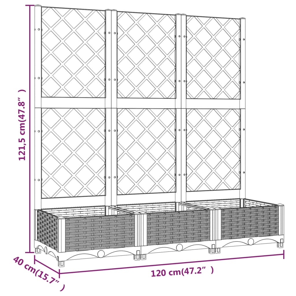 Plantenbak Met Latwerk 120X40X121,5 Cm Polypropeen Donkergrijs