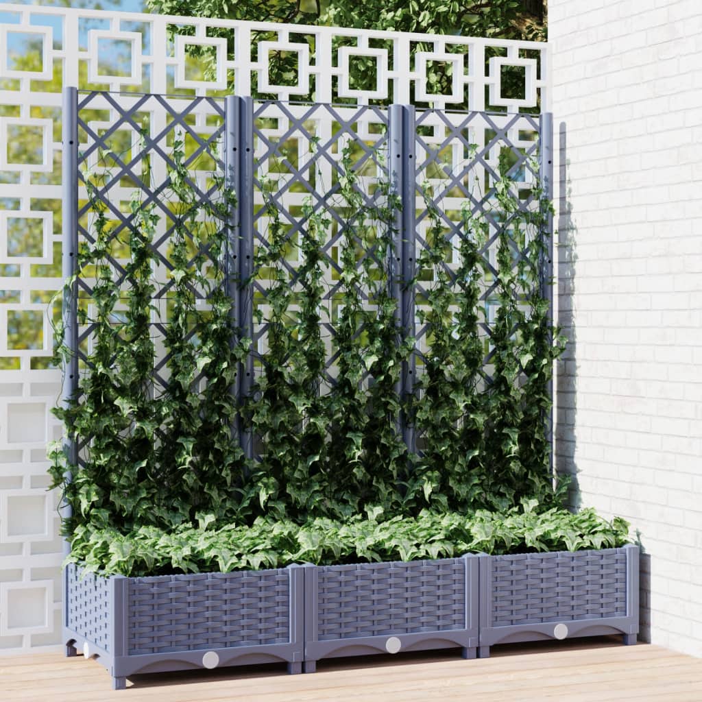 Plantenbak Met Latwerk 120X40X121,5 Cm Polypropeen Donkergrijs