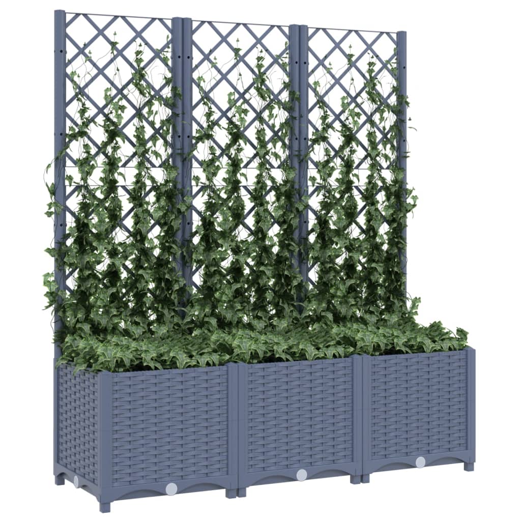 Plantenbak Met Latwerk 120X40X136 Cm Polypropeen Donkergrijs