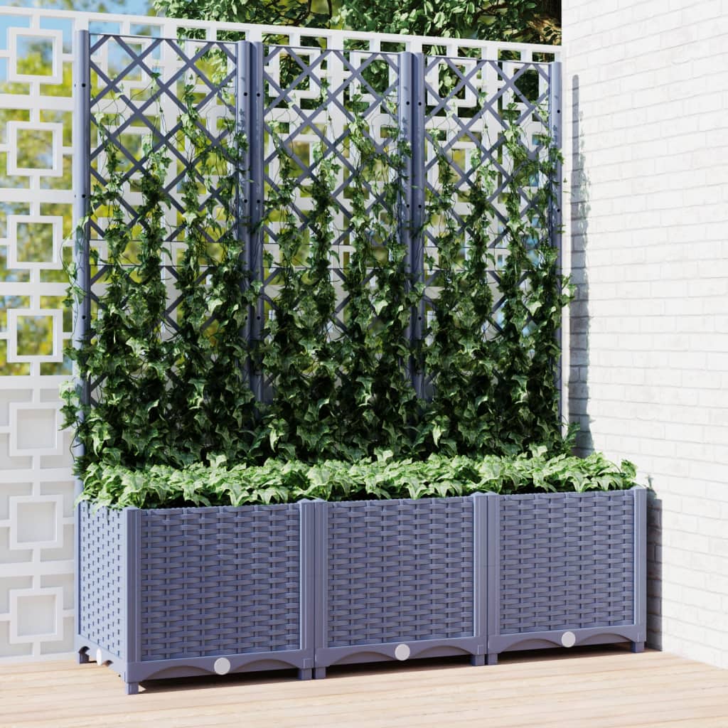 Plantenbak Met Latwerk 120X40X136 Cm Polypropeen Donkergrijs