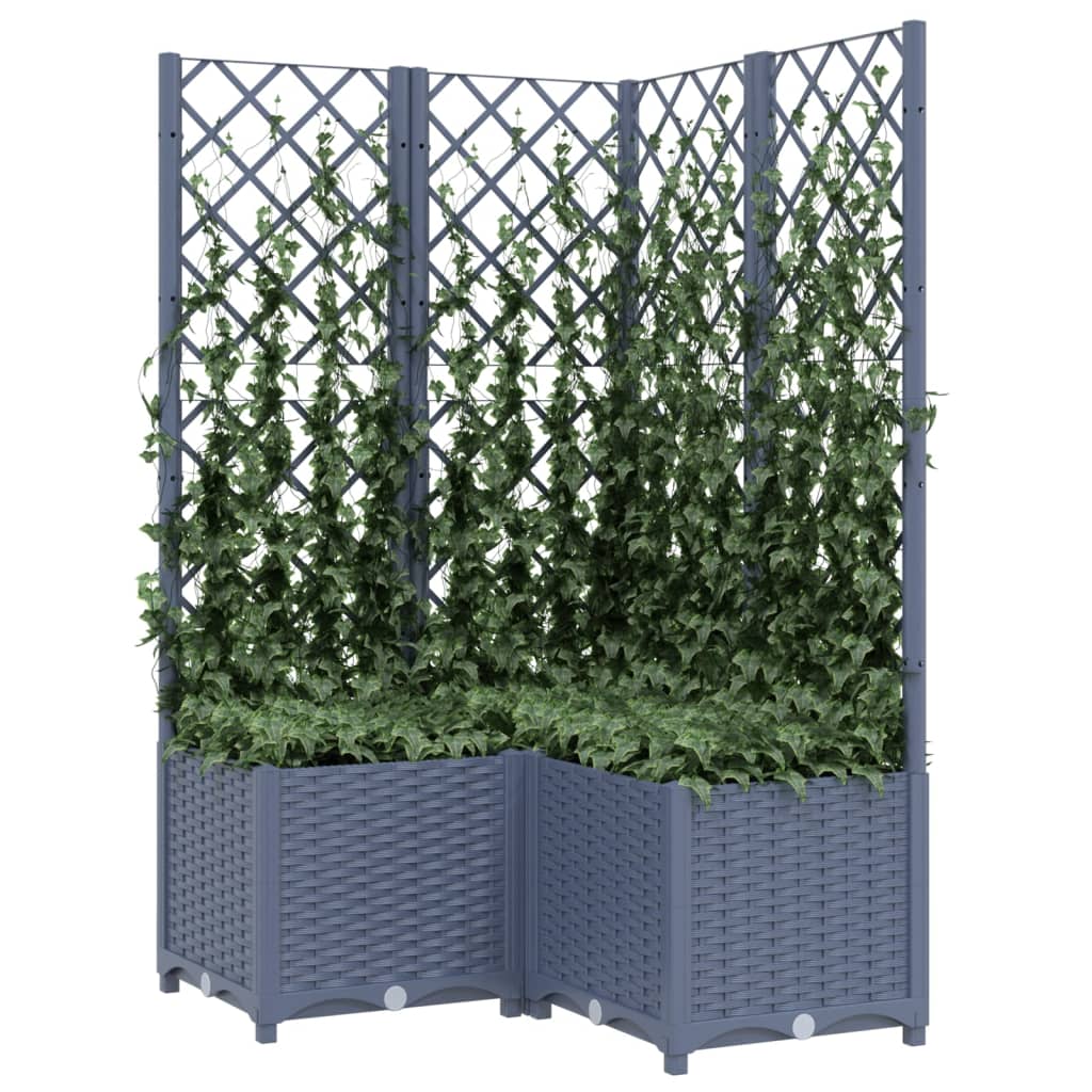 Plantenbak Met Latwerk 80X80X136 Cm Polypropeen Donkergrijs
