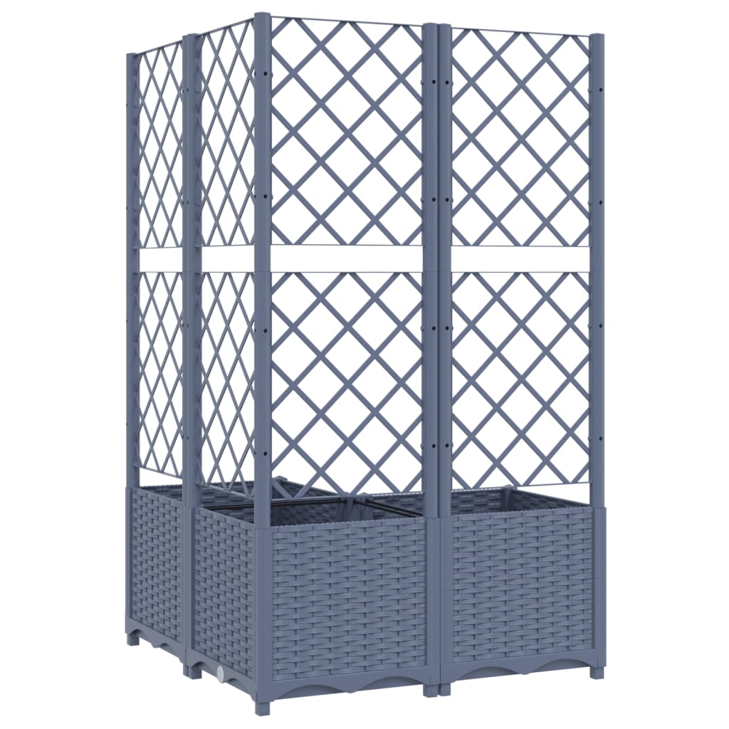 Plantenbak Met Latwerk 80X80X136 Cm Polypropeen Donkergrijs