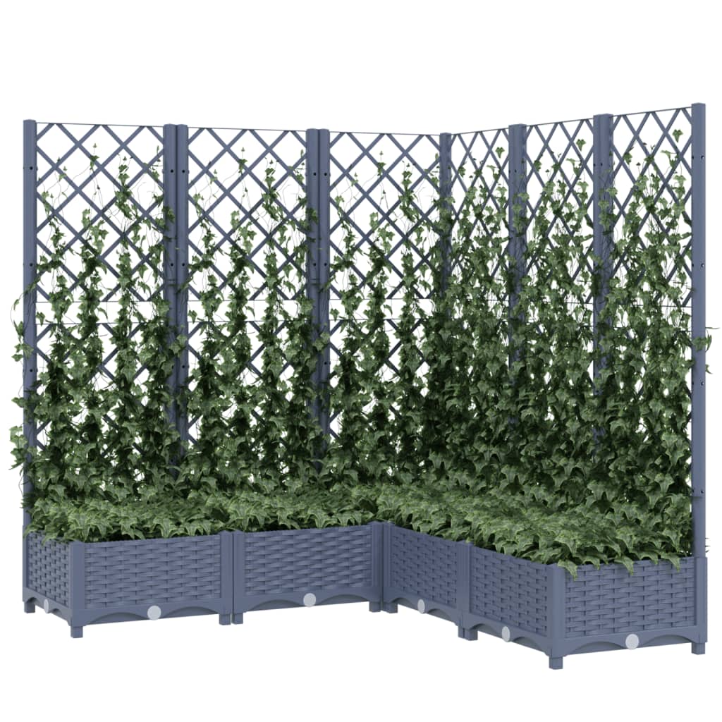 Plantenbak Met Latwerk 120X120X121,5 Cm Polypropeen Donkergrijs