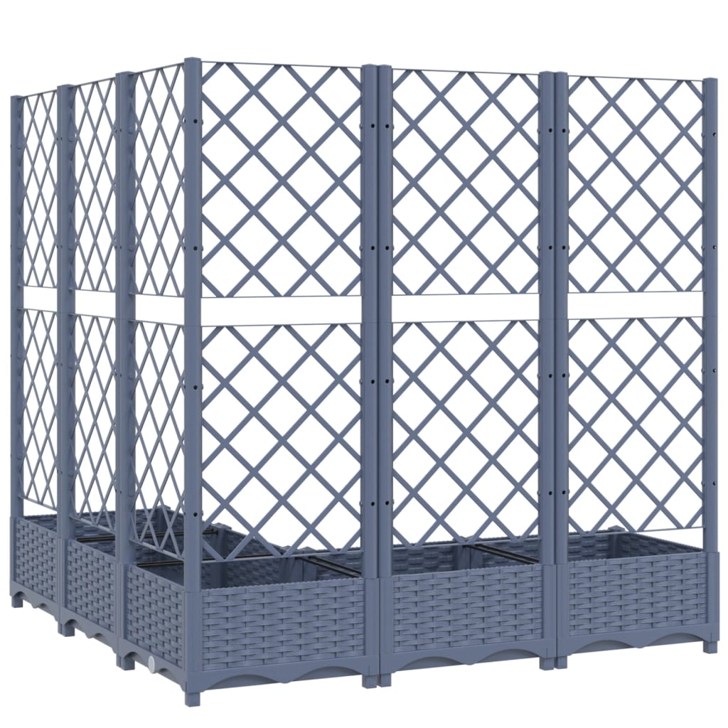 Plantenbak Met Latwerk 120X120X121,5 Cm Polypropeen Donkergrijs
